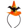Mini cappello strega arancione Cm. 9,5 con pipistrello in feltro con cerchietto