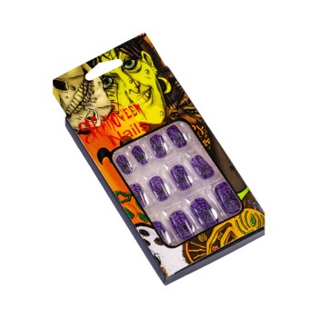 Unghie adesive viola con ragnatele 2