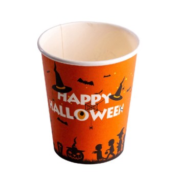 Bicchieri in carta halloween arancioni - Confezione 6 pezzi