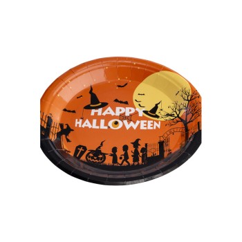 Piatti in carta halloween arancioni cm.23 - Confezione 6...