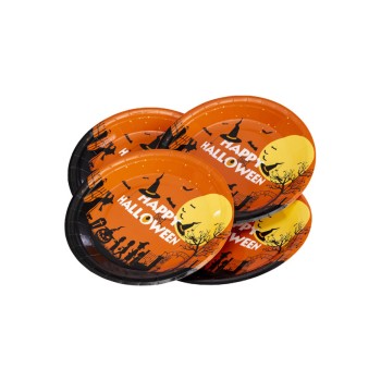 Piatti in carta halloween arancioni cm.23 - Confezione 6... 2
