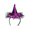 Cerchietto con cappellino strega viola damascato Cm. 13