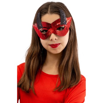 Maschera diavolo in tessuto con paillettes
