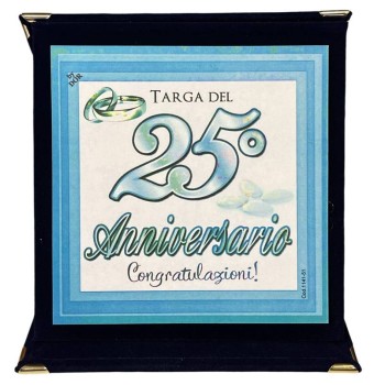 Targa a libretto vellutata Cm. 17x17 – 25° Anniversario