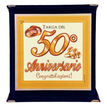 Targa a libretto vellutata Cm. 17x17 – 50° Anniversario