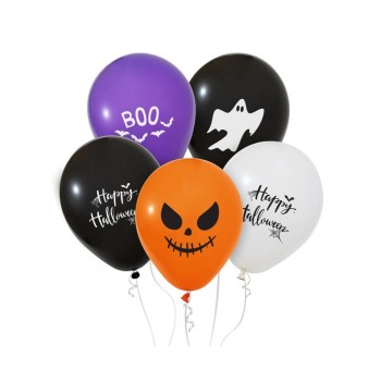 Palloncini lattice 12" Happy Halloween - Blister 5 pezzi