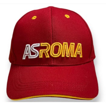 Cappello con visiera rosso con scritta ricamata - AS Roma