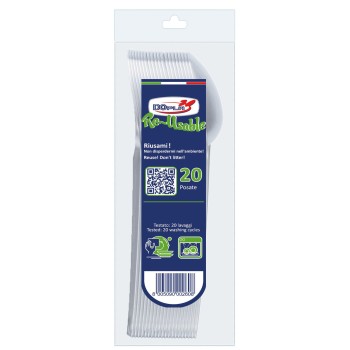 Cucchiaio compact trasparente riutilizzabile - Confezione...