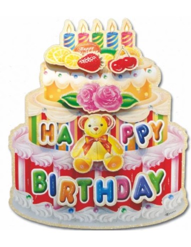 Festone cartellone glitter Happy Birthday torta...