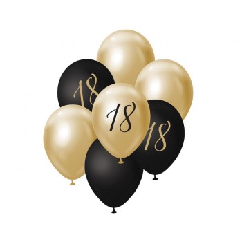 Palloncini lattice 12'' Black&Gold - 18 - Blister 7 pezzi