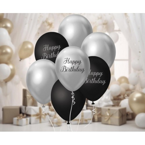 Palloncini lattice 12'' Black&Silver - Happy...