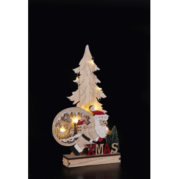 Scenario in mdf con led Babbo Natale/Renna Cm. 32x17 –...