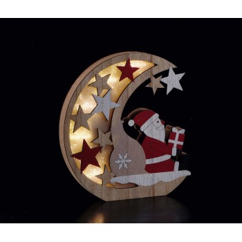 Luna in mdf con led Babbo Natale/Renna Cm. 20x18 –...