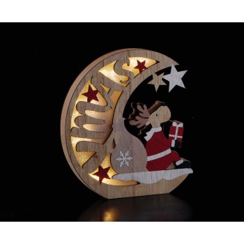 Luna in mdf con led Babbo Natale/Renna Cm. 20x18 –... 2