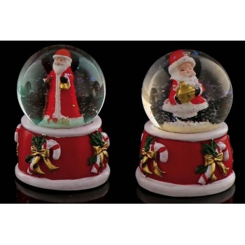 Palla di neve natalizia con base decorata e led Cm. 5x7 –...