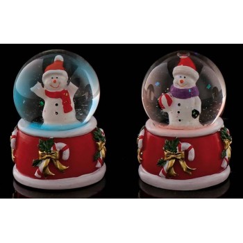 Palla di neve natalizia con base decorata e led Cm. 5x7 –... 2
