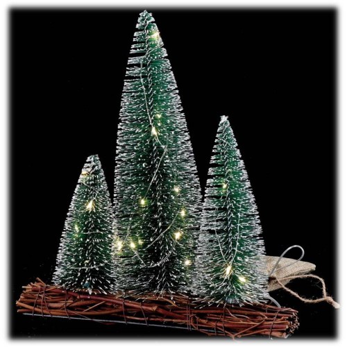 Decorazione con 3 alberi e 20 led Cm. 28x31