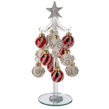 Albero di Natale in vetro con palline Cm. 9x20