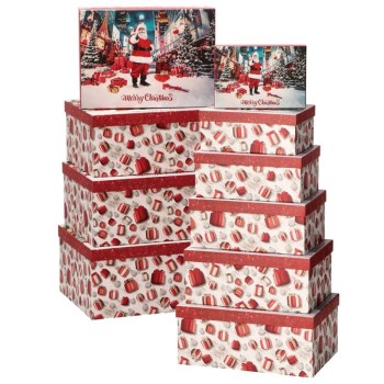 Set 10 scatole cartone deluxe Merry Christmas Babbo Natale