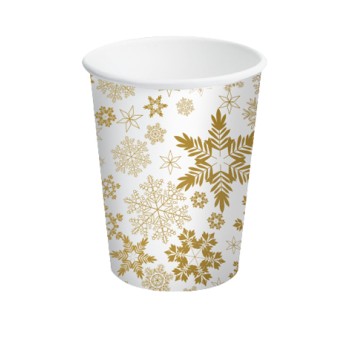 Bicchieri carta 240 ML. «Gold Ice Noel» - Confezione 10...