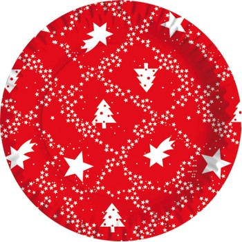 Piatto carta Cm. 18 "Red Xmas" - Confezione 10 pezzi