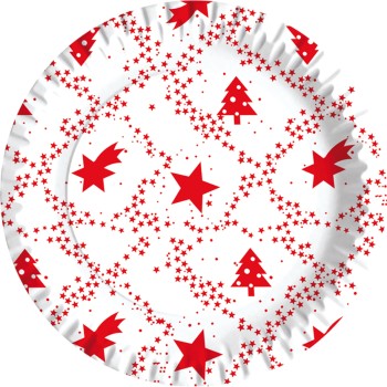 Piatto carta Cm. 23 "Red Xmas" - Confezione 10 pezzi