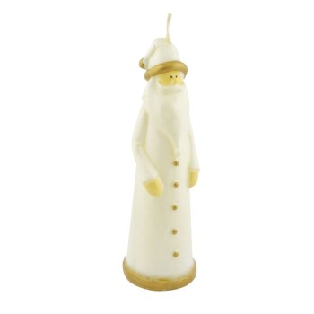Candela cera Babbo Natale lucida bianca Cm. 15