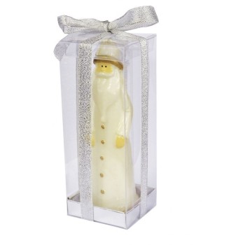 Candela cera Babbo Natale lucida bianca Cm. 15 2