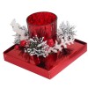 Candela con portacandela rosso alto con abete Cm. 12,5x9