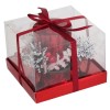 Candela con portacandela rosso alto con abete Cm. 12,5x9