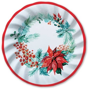 Piatti carta Cm. 25 «Floral Christmas» – Confezione 8 pezzi