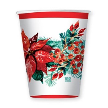 Bicchieri carta 250cc. «Floral Christmas» – Confezione 8...