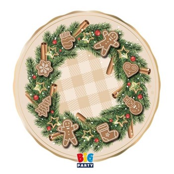Piatto carta Cm. 20 Natalizio «Gingerbread» – Confezione...