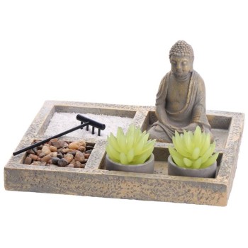 Giardino zen rettangolare con statuina Cm. 24x20x13 2