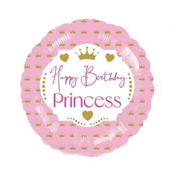 Palloncino mylar 18" Cm. 45 - Happy Birthday Princess