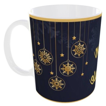 Tazza mug ceramica in scatola "Buon Natale" - Blu e oro