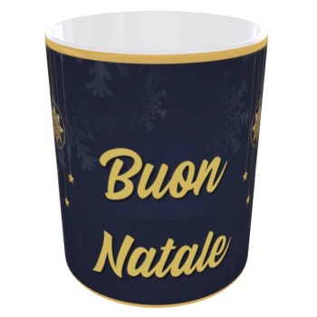 Tazza mug ceramica in scatola "Buon Natale" - Blu e oro 2