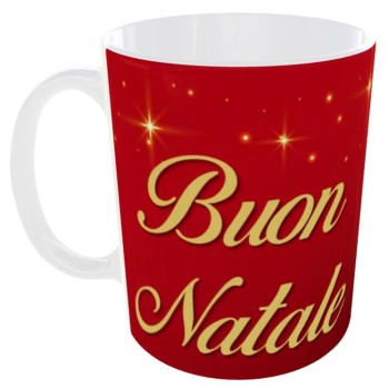 Tazza mug ceramica in scatola "Buon Natale" - Rosso e oro