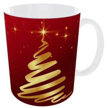 Tazza mug ceramica in scatola "Buon Natale" - Rosso e oro 2