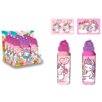 Borraccia alluminio con cannuccia 550 ML - Unicorno -...