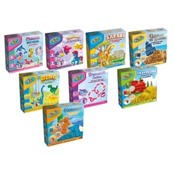 Plastilina e sabbia colorata in scatola regalo Cm. 13x13
