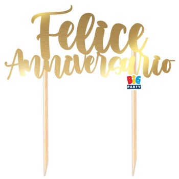 Cake topper metallizzato Italic – Felice anniversario