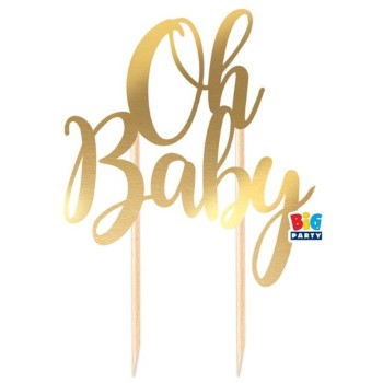 Cake topper metallizzato italic - Oh Baby