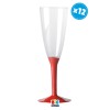 Calice Flute Crystal 130cc. con base rossa - Set 12 pezzi