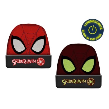 Cappello cuffia con risvolto luminescente - Spiderman