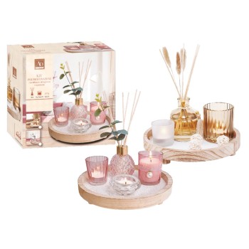 Set regalo con diffusore 100 ML e candele con base legno