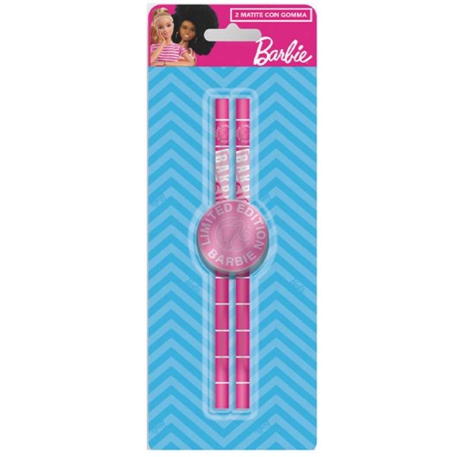Set 2 matite con gomma in blister - Barbie