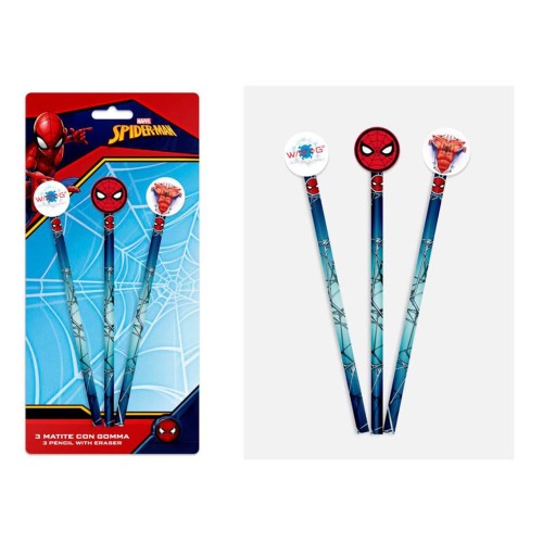 Blister 3 matite con gomma - Spiderman