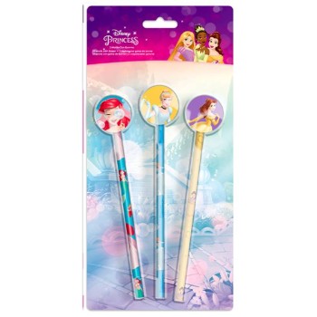 Blister 3 matite con gomma - Principesse