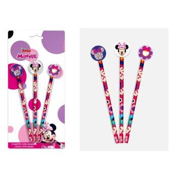 Blister 3 matite con gomma - Minnie
